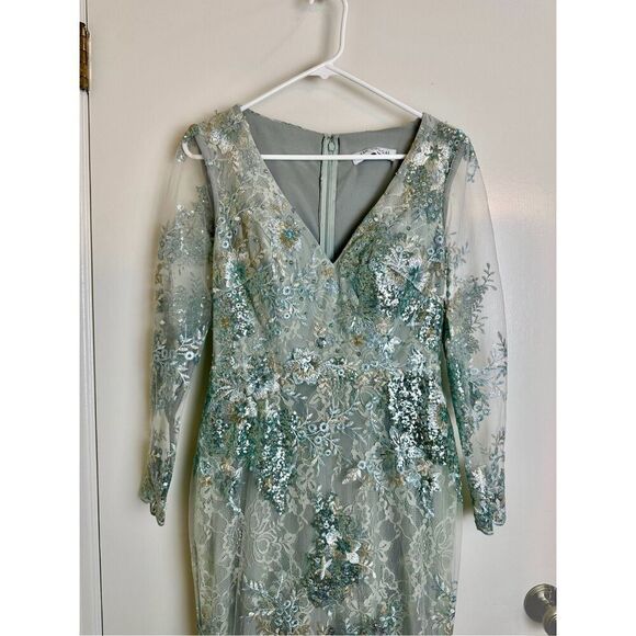 Mac Duggal NWT $698 size 8 EMBELLISHED V NECK ILLUSION LONG SLEEVE GOWN style 67 - Picture 9 of 16